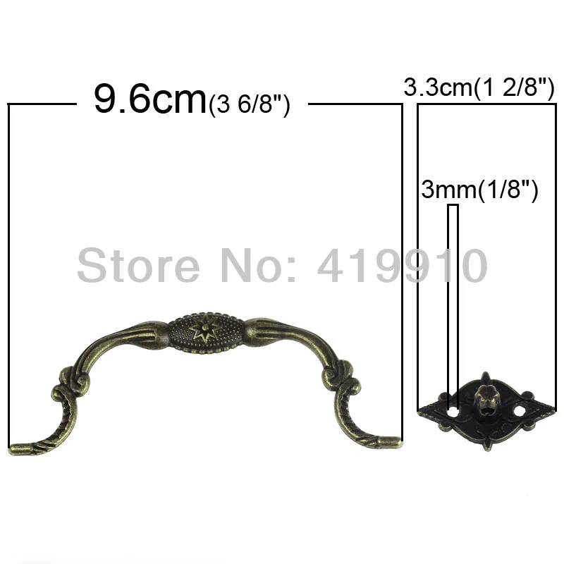 Free-Shipping-5Sets Jewelry Case Box Handle Drawer Antique Bronze Pattern Carved 9.6cm x 3.6cm 3.3cm x 2.1cm,J2016