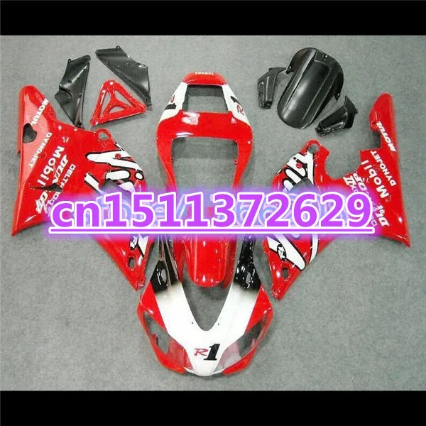 

Bo 100%new Fairing Set for YZFR1 98-99 YZF1000 1998 1999 R1 red white YZF R1 98 99 YZF1000 98 99 Plastic Kit