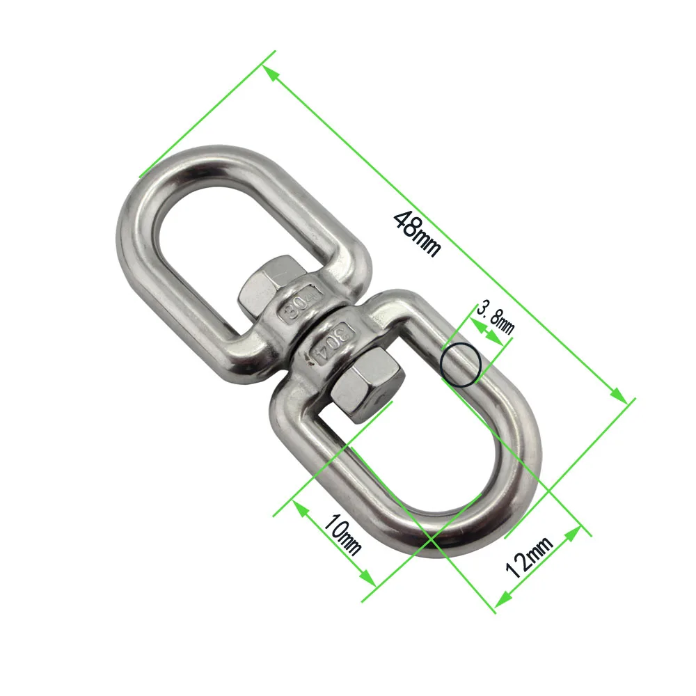 Stainless Steel Double Eyes End Swivel Marine 304/316 Eye-Eye End Swivel Anchor Chain Connector Shackle 4mm 5mm 6mm 8mm