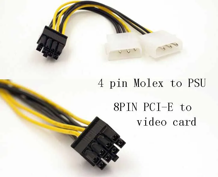 4 pin Molex to 8 pin PCI E Video Card Graphic Card Power Adapter Cable IDE 4pin molex to 8pin PCI Express Video Card Power Cable