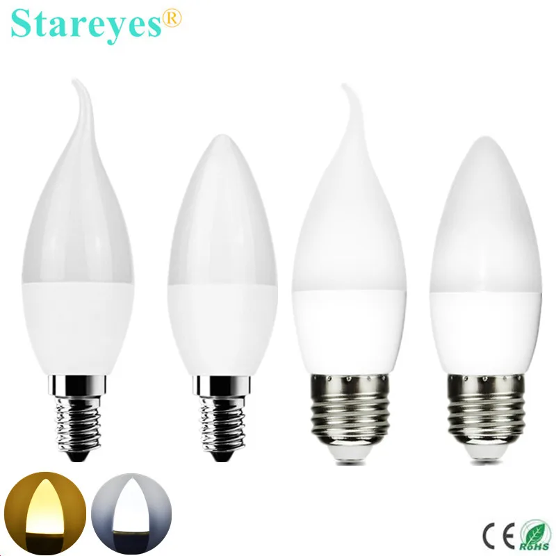 1 Piece of  E14 E27 SMD 2835 10 LED 3W LED candle light bulb lamp AC220V High Brightness LED Ceiling chandelier desk light