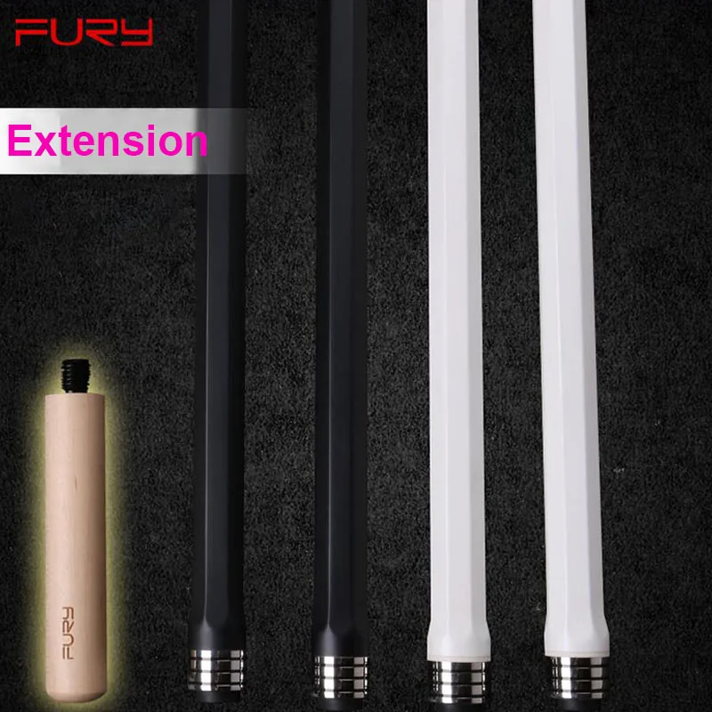 FURY China Pool Cue with Wood Extension 11.75mm12.75mm Tip Black White Colors with Fury Pool Cue Case 18.5oz,19oz,19.5oz