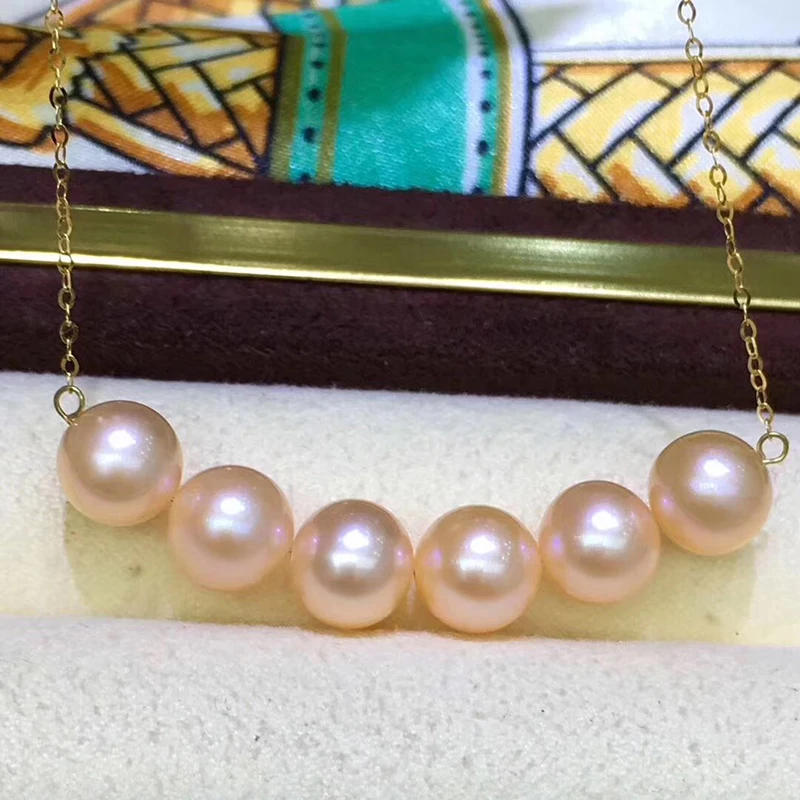 100% Real 18k AU750 Gold Chain Clavicle Pearls Necklace For Women Girls Children Lover Fashion Jewelry Smile Face Design