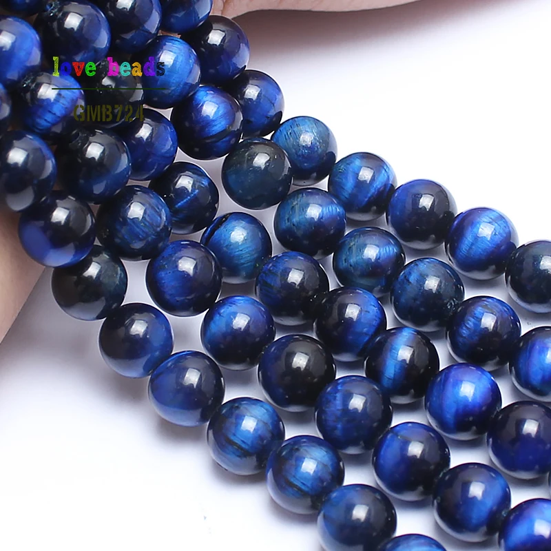 A++ Natural Stone Beads Blue Tiger Eye Round Beads For Jewelry Making 15inch Pick Size 6.8.10.12mm Making Bracelet-F00125