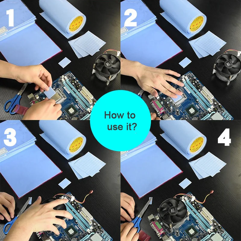 10PCS 열 패드 0.5mm * 100mm * 100mm 고품질 GPU CPU 방열판 냉각 전도성 실리콘 패드