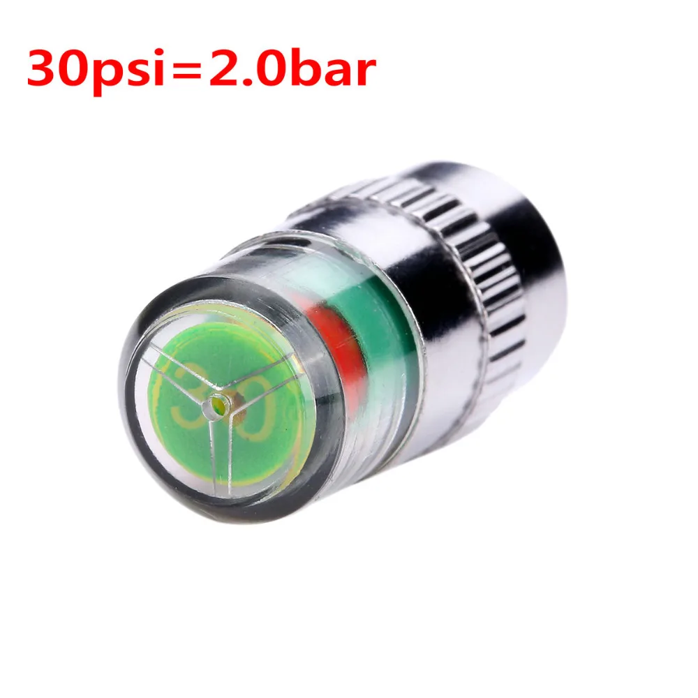 4Pcs 2.0 Bar 30 Psi Car Tyre Tire Air Pressure Monitoring System Warning Indicator Tire Valve Stem Caps for Auto Vehicle Truck