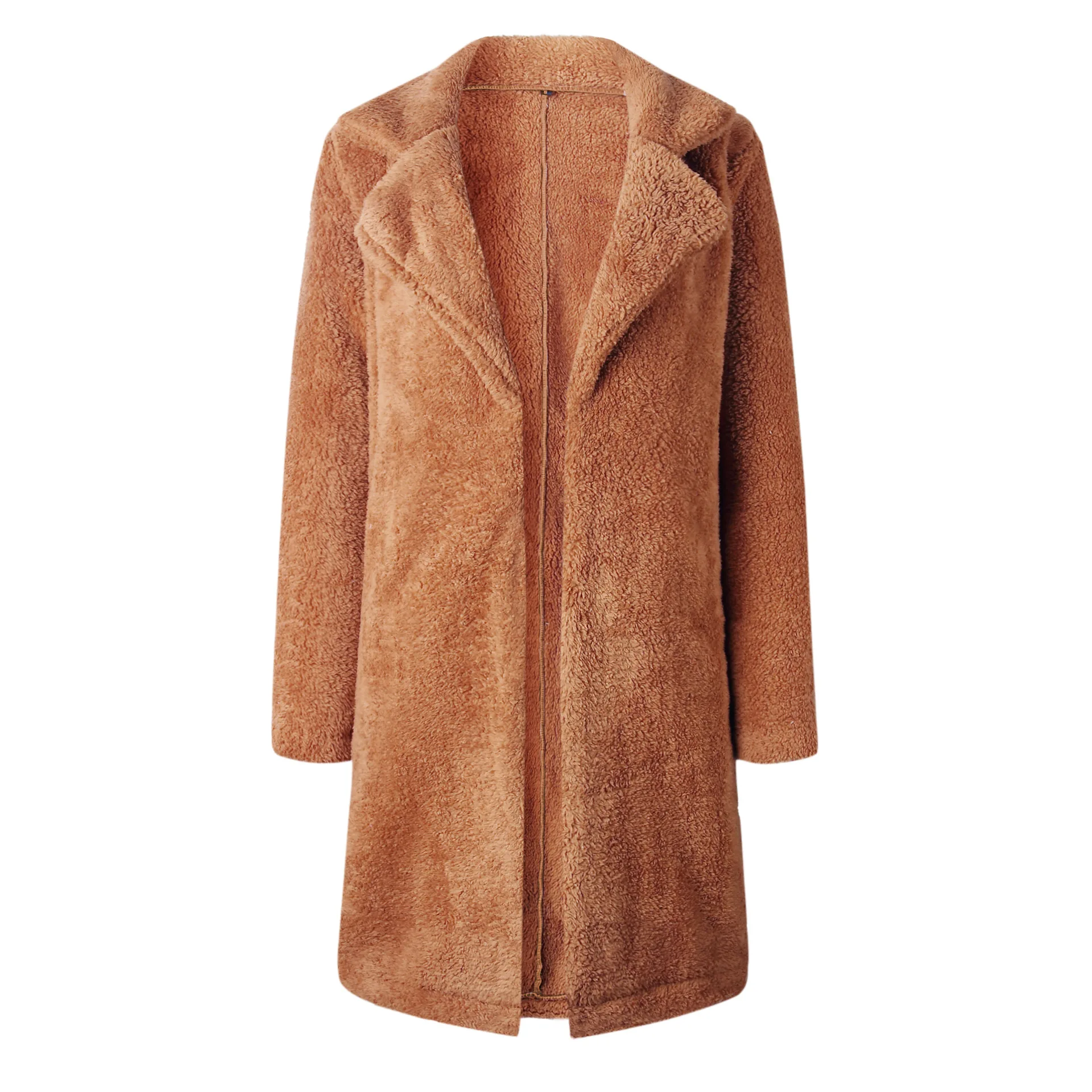 Manteau long en fausse fourrure pour femme, veste en peluche à fermeture éclair douce, pardessus femme, mode automne et hiver, grande taille, 2019