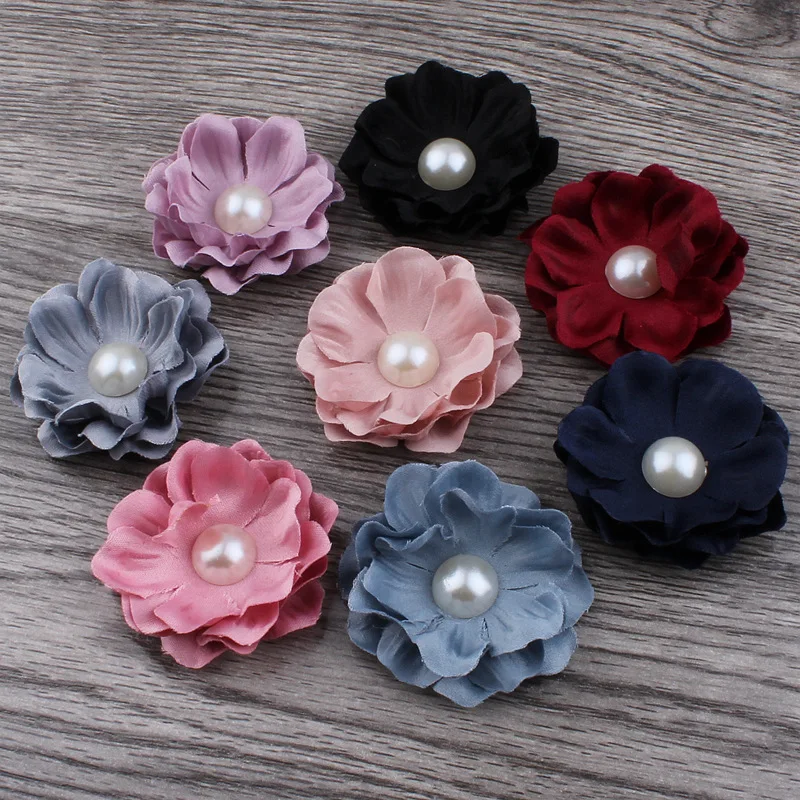 120pcs/lot 4.6cm 8colors Hair Clip Mini Korean Felt Flower For Kids Girls Hair Accessories Handmade Fabric Flowers For Headbands