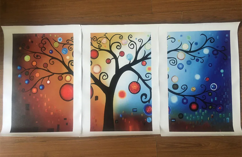 

Three groups of wealth tree wall art spray painting abstract painting frame without No frame