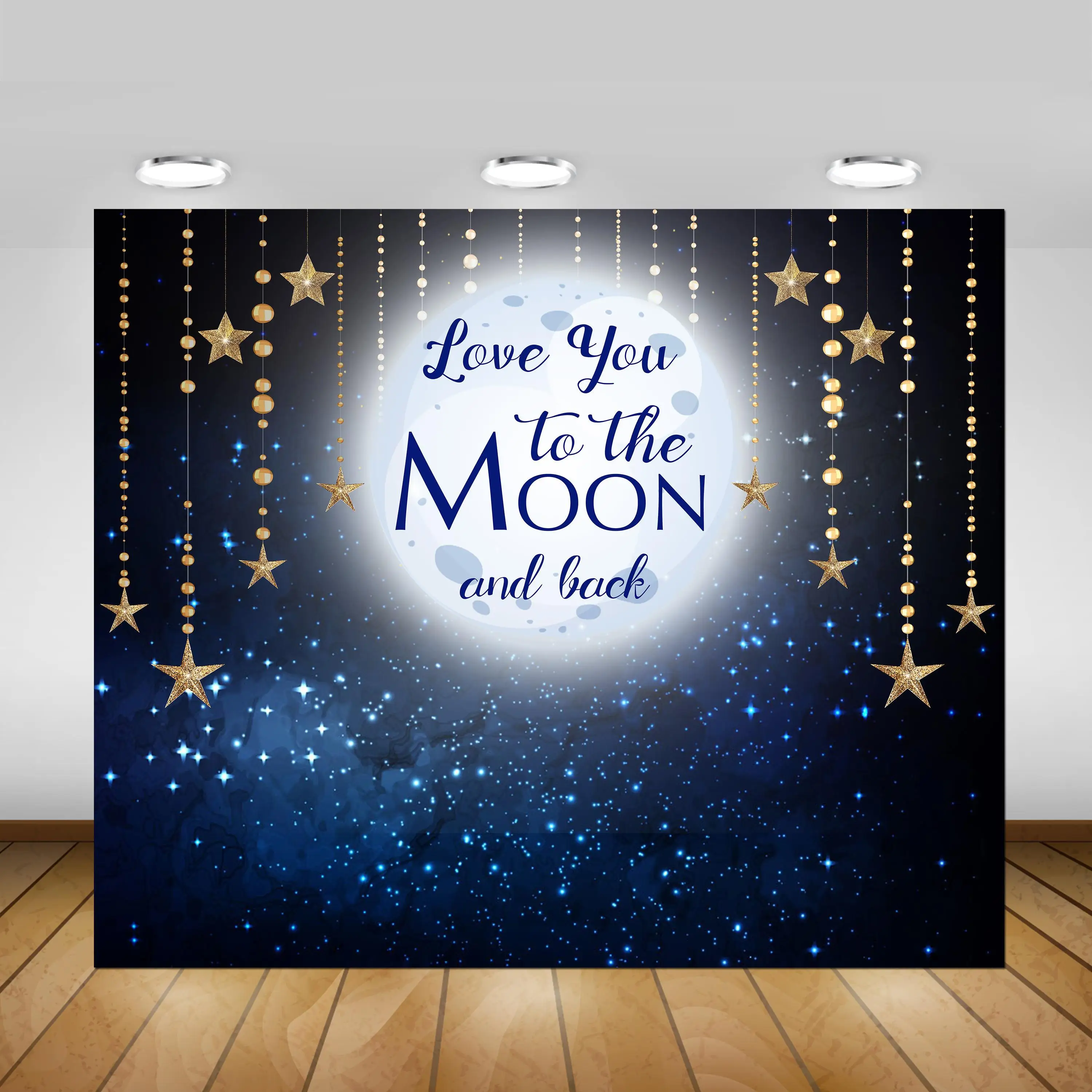 Love  The Moon Star Blue Sky Night Background polyester or Vinyl cloth High quality Computer print party  photo backdrop