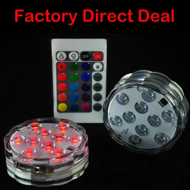 10 LED RGB Submersible Light Waterproof Wedding Party Vase Lamp +Remote Control