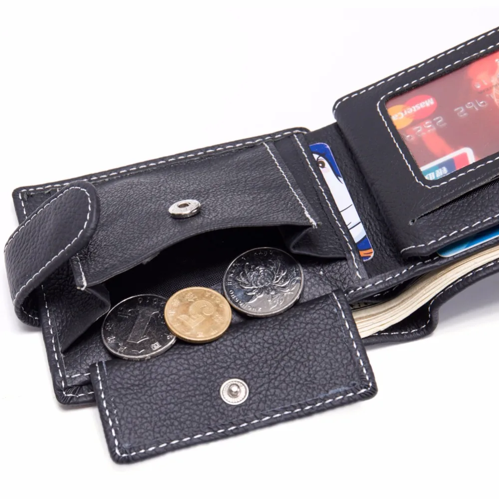 Men Wallets Genuine Cow Leather Wallets Brand With Coin Pocket Purse Card Holder Fashion wallet