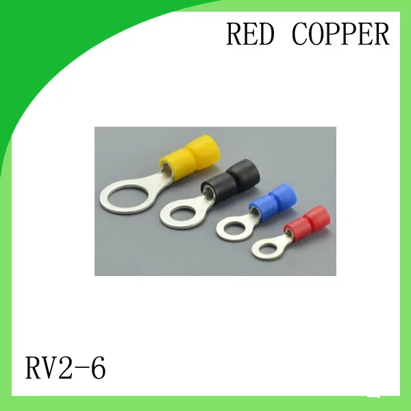 

Manufacture red copper 1000 PCS RV2-6 Cold Pressed Terminal Connector Suitable for 16AWG - 14AWG Cable lug