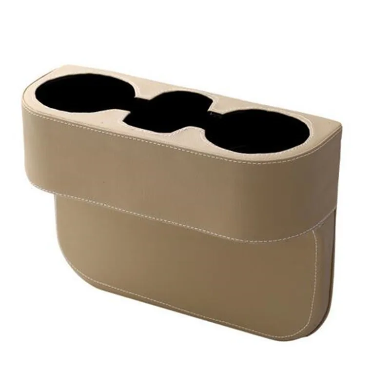 1 X Black PP Cowhide Cow Leather Car Seat Gap Slit Storage Box For Stowing Water Cup Drink Bottle Mobile Phone Organizer