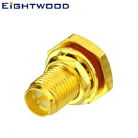 Eightwood 5PCS RP-SMA  Jack Female RF Coaxial Connector Adapter Solder Bulkhead for Semi-rigid .086\
