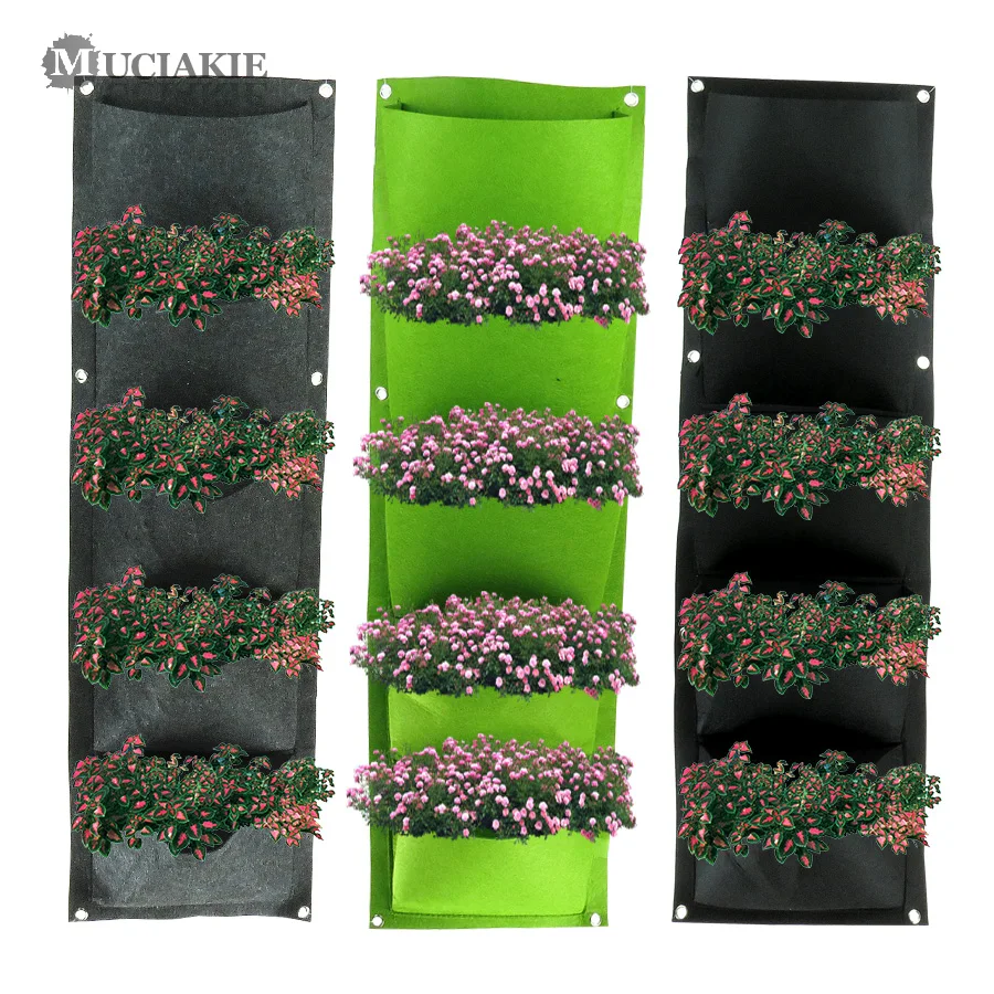 MUCIAKIE Hanging Wall Vertical Grow Bags 5/9/25/36/49/56/64 Small Pockets Indoor Yard Garden Bonsai Plant Bags Home Planter Bags