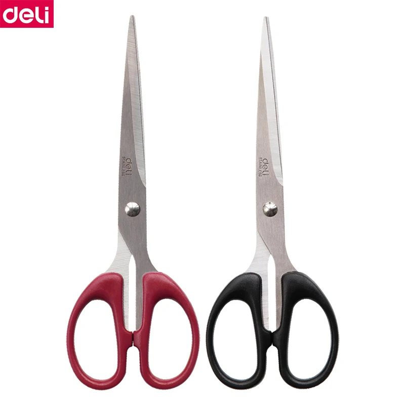 1PCS Deli 6034 6009 6010 Stainless scissors 3 size 2 colors red blue optional 160mm 178mm 210mm office school student scissors