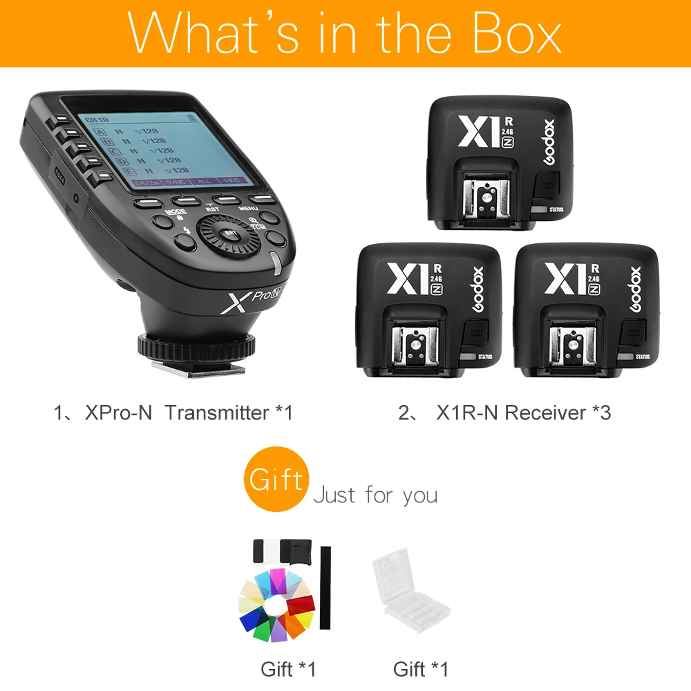 Godox Xpro-N i-TTL II 2.4G X System Wireless Control Remote Trigger with 3x X1R-N Controller Receiver Compatble for Nikon Flash