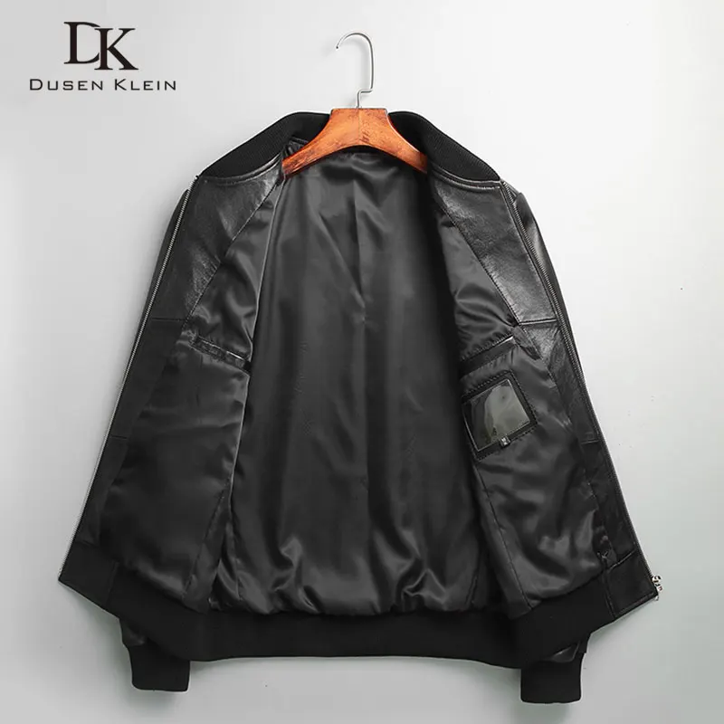 Duusen Klein – veste en cuir véritable pour homme, manteau en peau de mouton, Slim/décontracté/noir, I6086