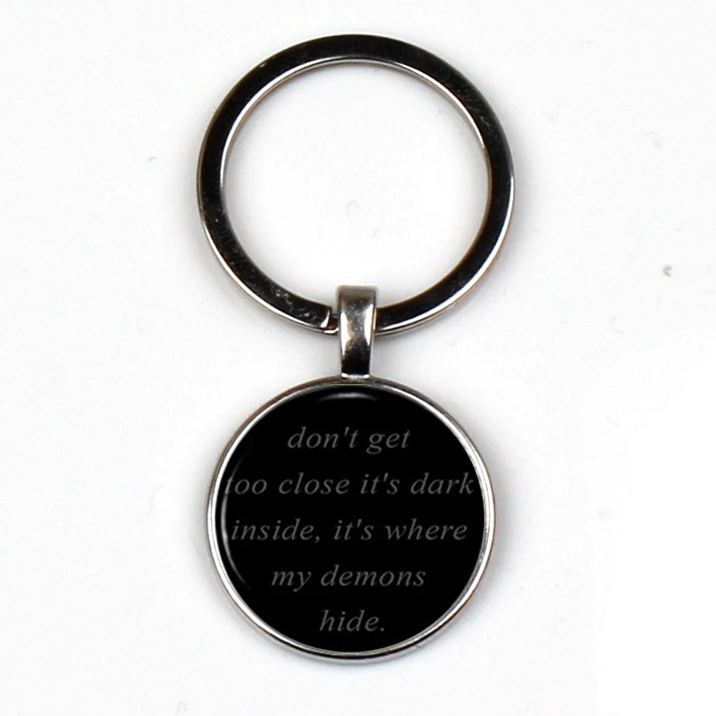 Popular Imagination Dragon Black Glass Beveled Keychain  Lyrics Quote Pendant  Music Jewelry - Devil Charm Gift Keychain XKHLHJ