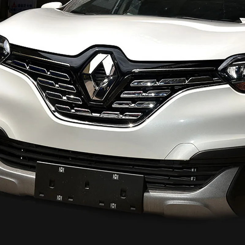 Chromed ABS Plastic 7PCS Front Center Grill Grille Trim Cover For Renault Kadjar 2016 2017