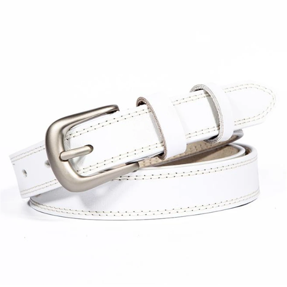 RAINIE SEAN Genuine Leather Belt Women Real Leather White Black Women Belt Pin Buckle Ladies High Quality Waist Belt for Jeans