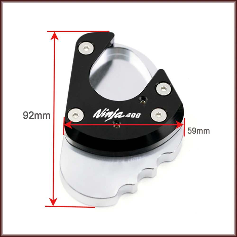 For KAWASAKI NINJA400 NINJA 400 2018 2019 Motorcycle Accessories Side Kickstand Stand Extension Support Plate CNC image 5