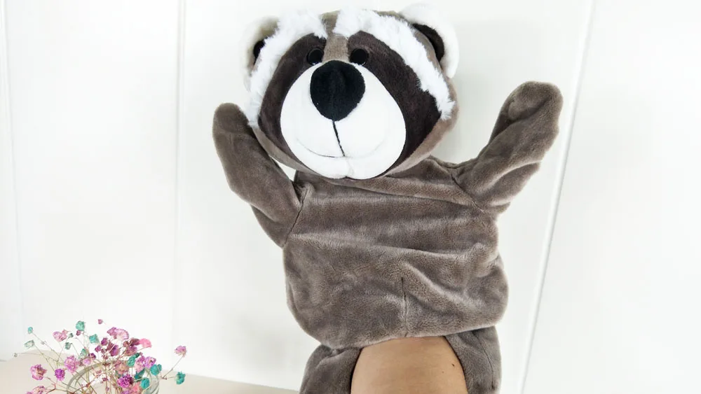 Children Raccoon Animal Plush Toy Stuffed Hand Puppet