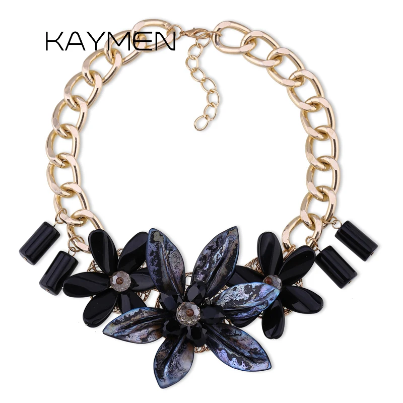 KAYMEN Jewelry Fashion New Handmade Shell Flowers Necklace for Women Bohemia Style Crystal Necklace Pendant Chokers 5 Color 1373