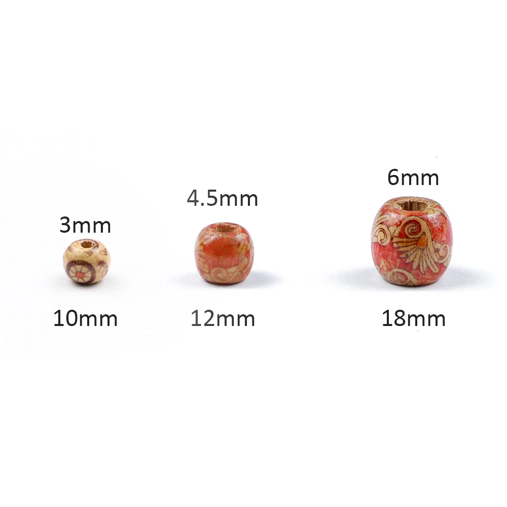 BTFBES 10 12mm Round Painted Mixed Wooden beads Big Hole Spacer Bead Fit Charm Bracelet DIY For Jewelry Pendant Necklace Making