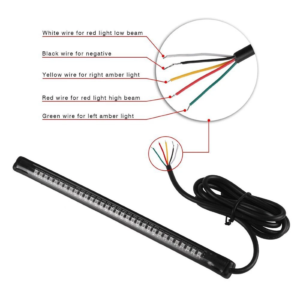 Yushuangyi led motorcycle light Flexible 48 LED Motorcycle Led Turn Signal Strip ATV Tail Brake Stop Light Car-styling