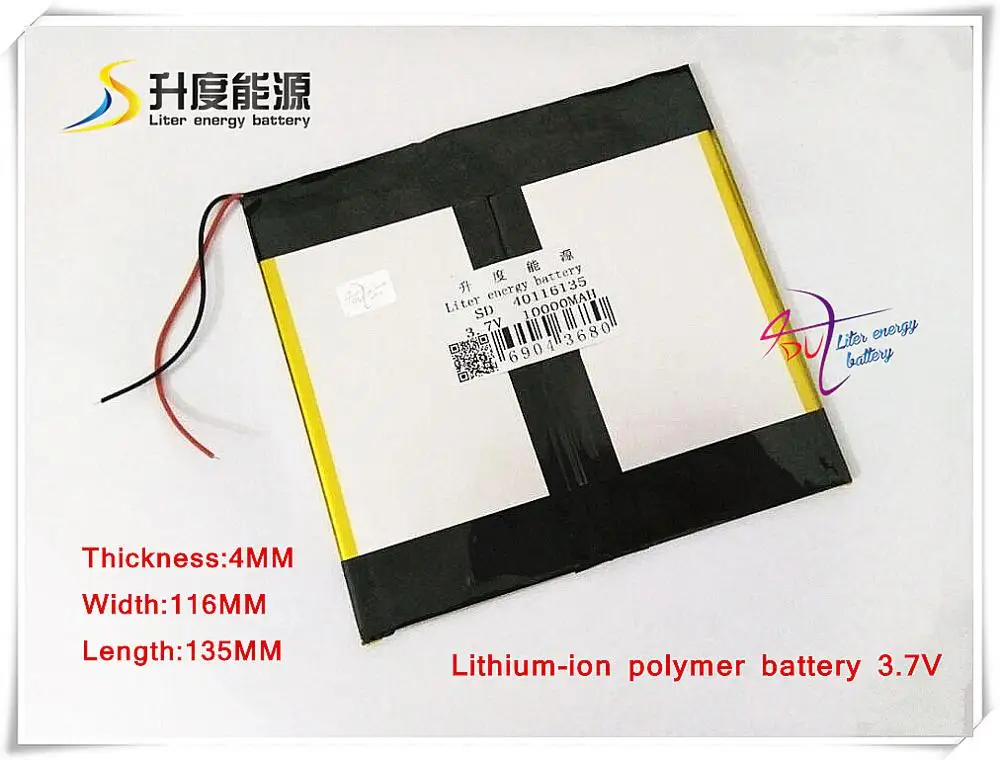 3.7V 10000mAH 40116135 Polymer lithium ion / Li-ion battery for POWER BANK,tablet pc;MP4,GPS