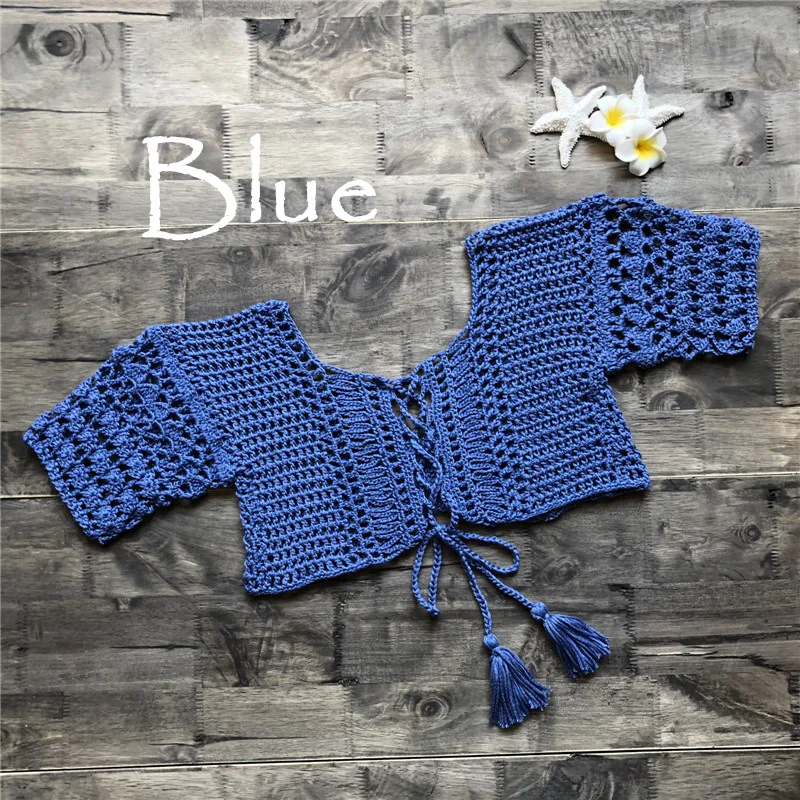 Women Sexy Crochet Hippie Bralette Knit Bra Boho Beach Bikini Crop Tops Swimwear Sexy Top Boho Bikini Top