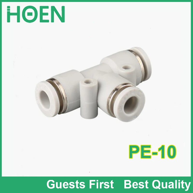 100pcs white color best PE8 8mm tee fitting Pneumatic quick jiont connector push in tube fittings PE-4 PE-6 PE-8 PE-10 PE-12