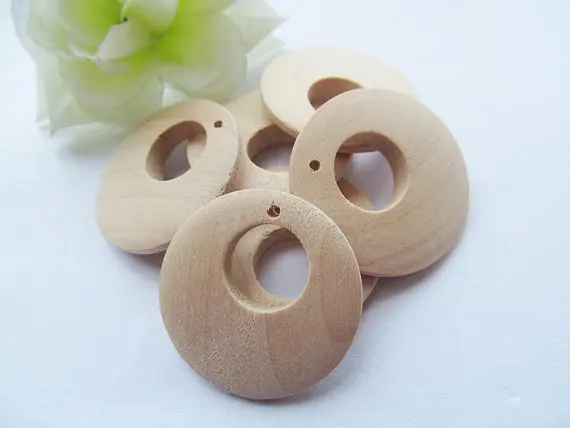 

100pcs 30mm Unfinished Roundure Circle Ring Big Hole Natural Wood Earring Pendant Charm Finding ,DIY Accessory Jewellry Making