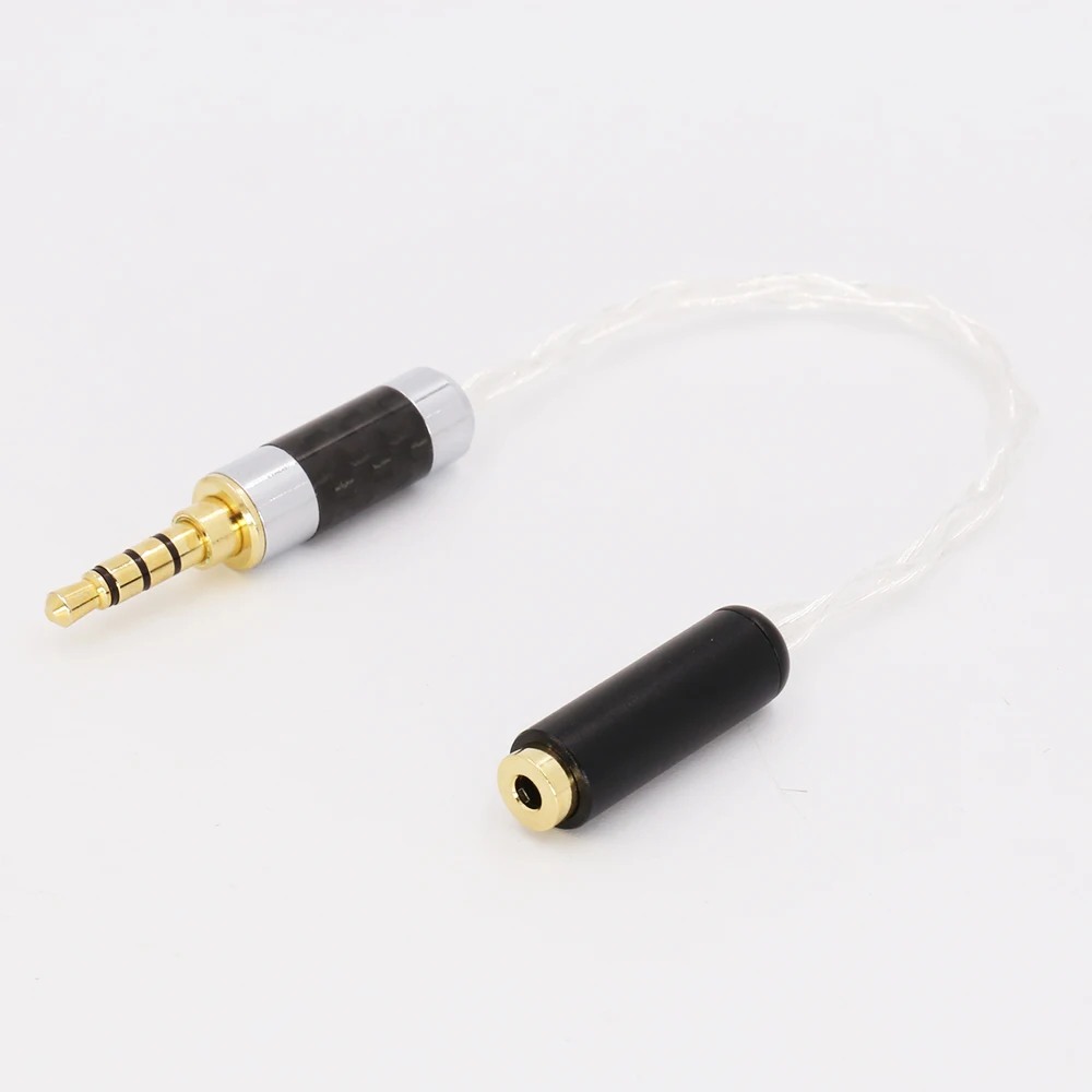 

3.5mm 3 Pole Headphone Plug to 2.5mm Balanced Female Aux Cable Hifi Audio Jack 7N Silver Plated Cable