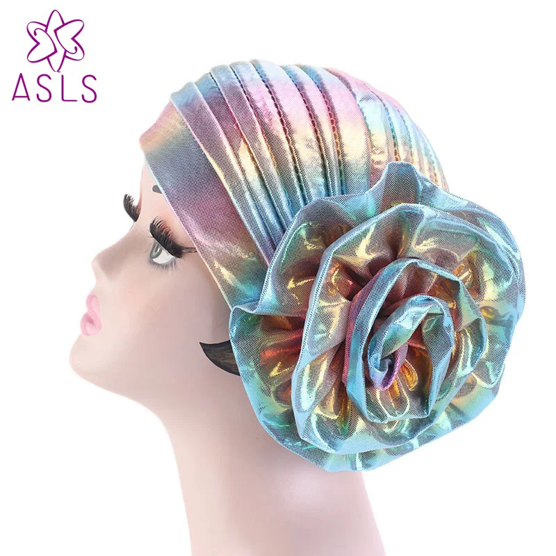 

New Silky colorful flower turban for Women New Muslim Headscarf Hat Chemo Hat Bonnet Salon Hat Hair accessories