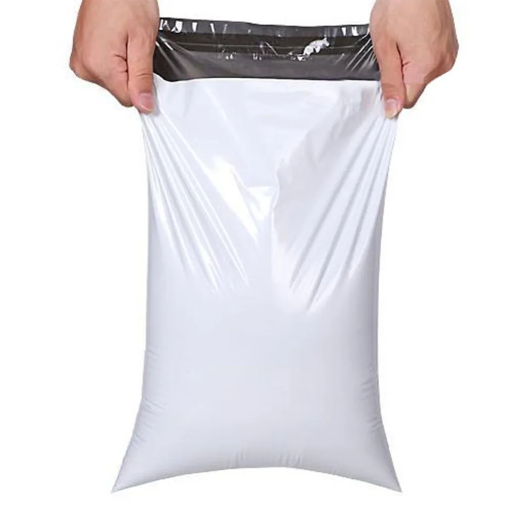 100Pcs/lot 17*30CM White Poly Self-seal Mailbags Plastic Courier Destructive Poly Mailing Plastic Bags Express Mail Bag (187)