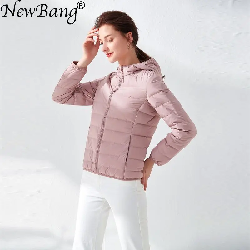 NewBang-chaquetas de plumón de pato ultraligeras para mujer, abrigo ligero de tela mate, Parka cortavientos con capucha, abrigos grandes