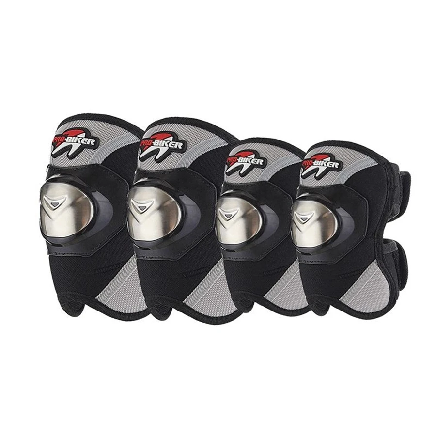 

Free shipping 1Set/4Pcs Motorcycle Knee Elbow Pads Motorbike Stainless Steel Armor Brace Guard Protector