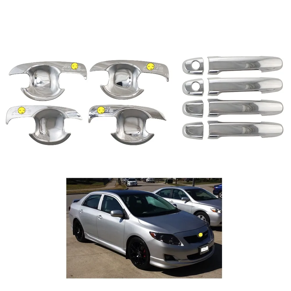 

12pcs New ABS Chrome Car Side Door Handle Cover Cup Bowl Trim Sticker For Tenth-generation Toyota Corolla 2008-2013 E140