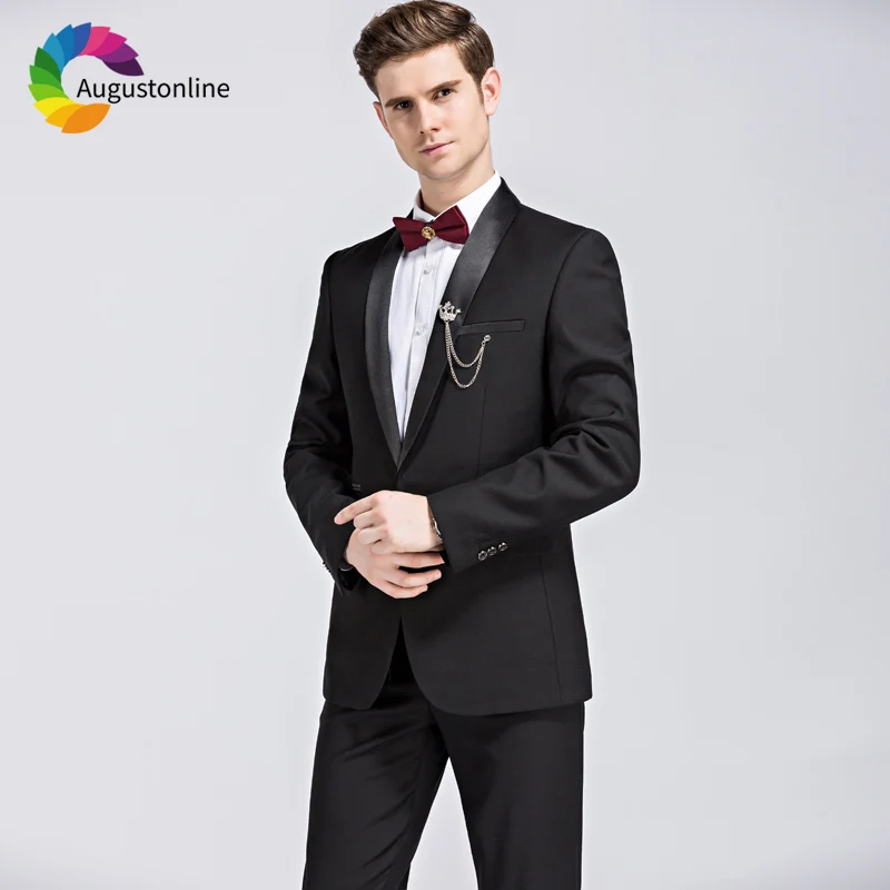 

Black Business Men Suits Slim Fit Wedding Groom Tuxedos 2 Pieces (Jacket+Pants) Bridegroom Suits Prom Wear Blazer