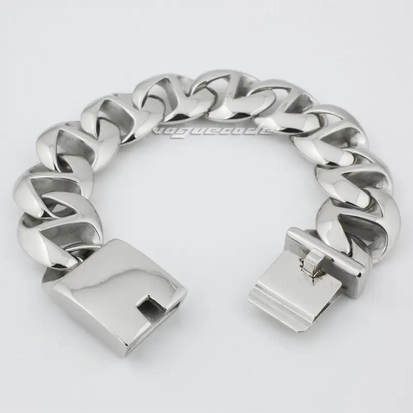 

LINSION Huge Heavy 316L Stainless Steel Mens Bracelet Biker Punk Link Chain 5Q008