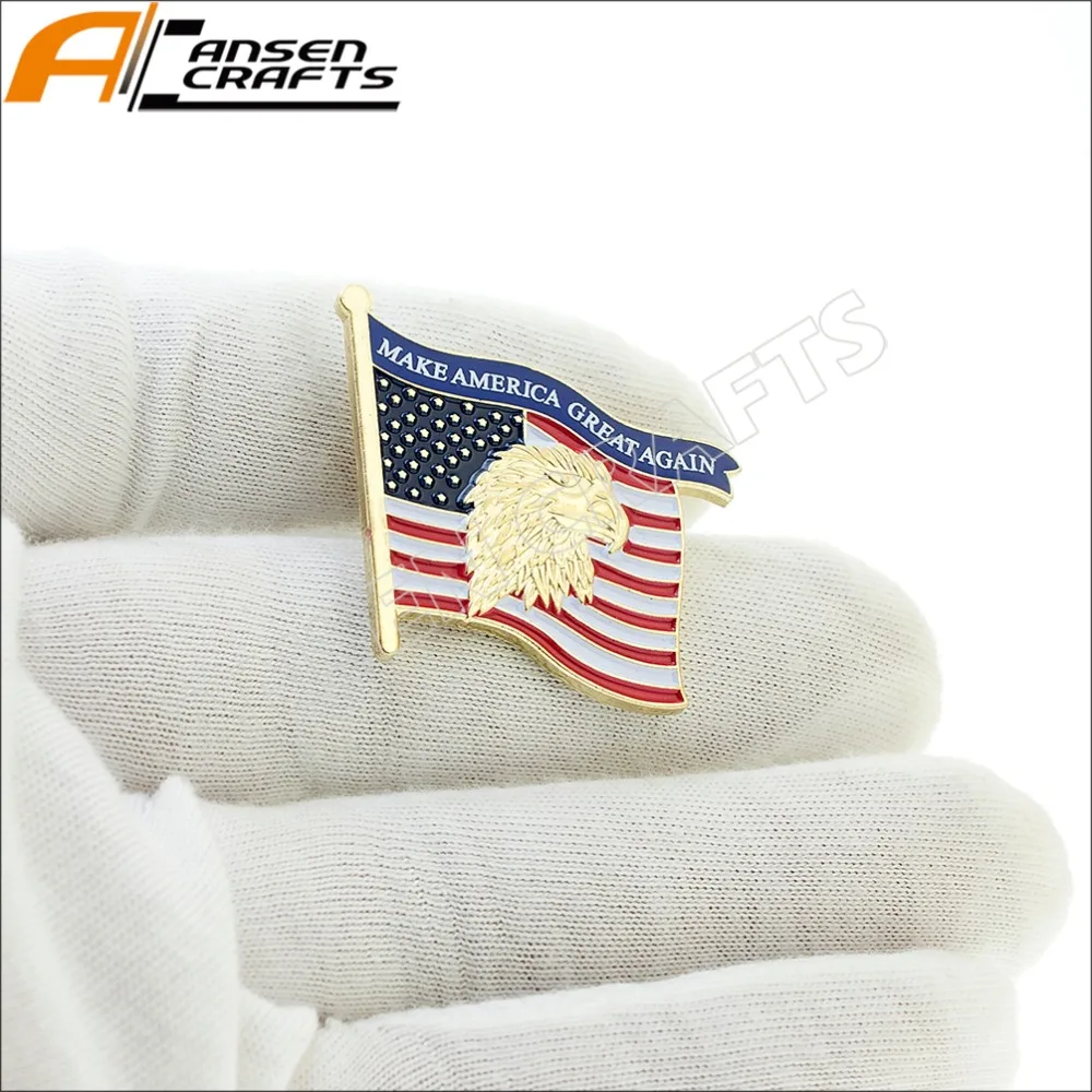 USA Presidential Election Bald Eagle Flag Lapel Pin Badge