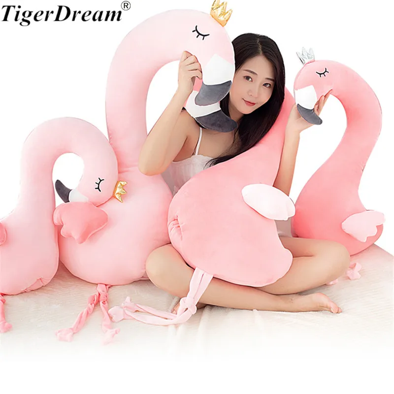 

One Piece Soft Stuffed PP Cotton Plush Dolls Flamingo Toys Cute Bird Cushions Sleeping Pillows Children Brinquedos 2 Size