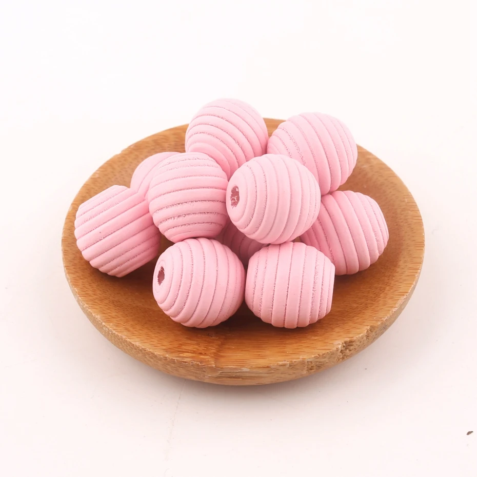 

50PCS Round Hive Wood Bead 18mm Baby Nursing Accessories BPA Free Wood Baby Teether Sensory Chewing Toy Beads DIY Jewelry