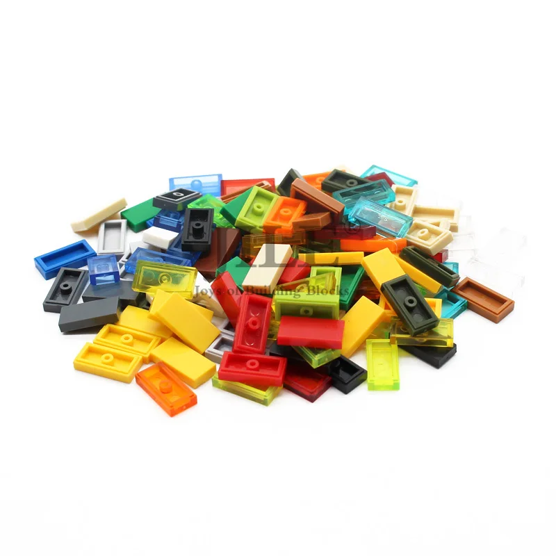 100pcs Moc Tiles 1x2 3069 Tablet DIY Creative Enlighten Basics Building Blocks Bulk Bricks Compatible with Assembles Particles