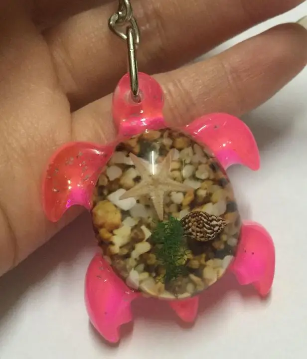 12 PCS Retro Imitation Fashion pink turtle shell specimens Keychain