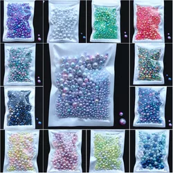 250Pcs/Pack Mix Size 3/4/5/6/8mm Beads With Hole Colorful Pearls Round Acrylic Imitation Pearl Diy For Jewelry Making Nail Art