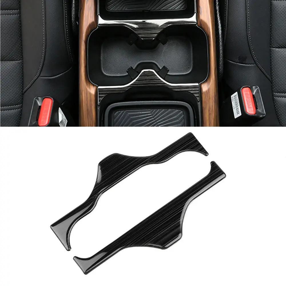 BBQ@FUKA 2pcs Chrome Front Water Cup Holder Cover Trim Fit For Honda CRV CR-V 2017-18 Grey Blue Silver